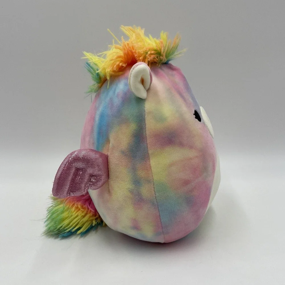 New Squishmallow‎ Jaime Tie Dye Rainbow Pegasus Shiny Wings Plush 8 inch #027